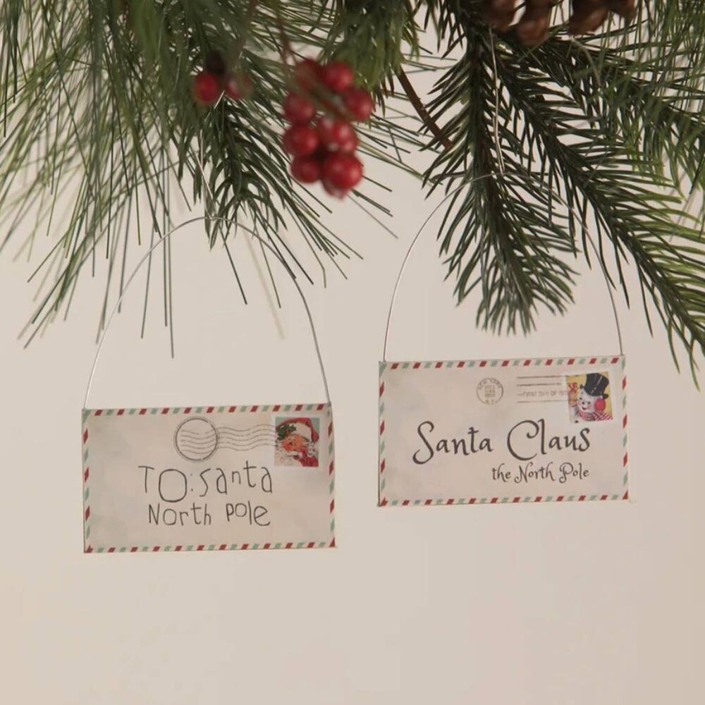 New Bethany Lowe Set of 2 Letters To Santa Ornaments Christmas Letter